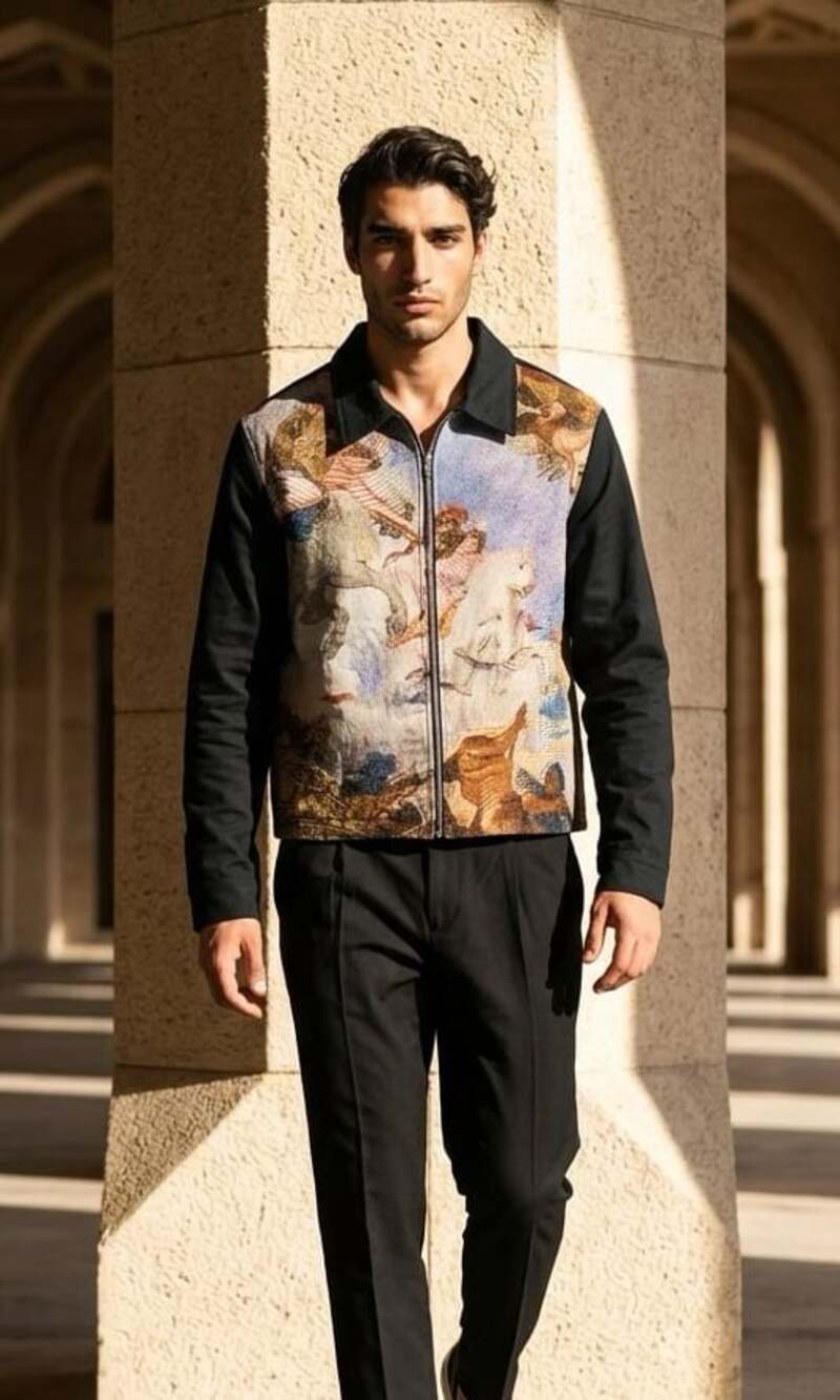 Navy Yard Clothing Co. Renaissance Art Tapestry Zip-Up Jacket Size XL